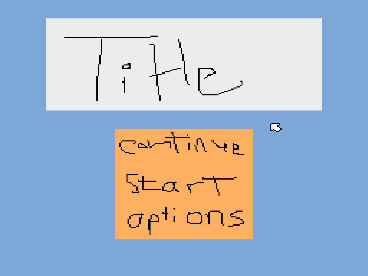 A mockup for a video game title screen